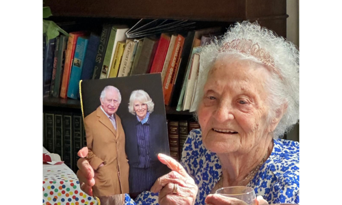 Lillian With Her Card From King Charles Border