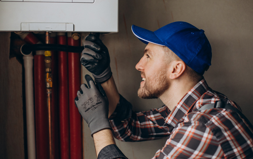 Service Man Adjusting House Heating System